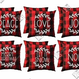 Buffalo Plaid Christmas Spirit Pillow Cover-Joy